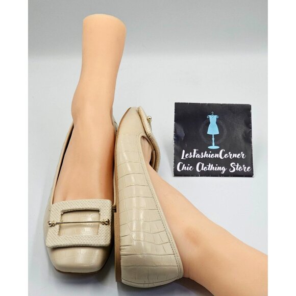 NWOB Zac Zac Posen Women's Beige Leather Vonte Skimmer Square Flats Sz 9.5 2692 - Picture 11 of 16
